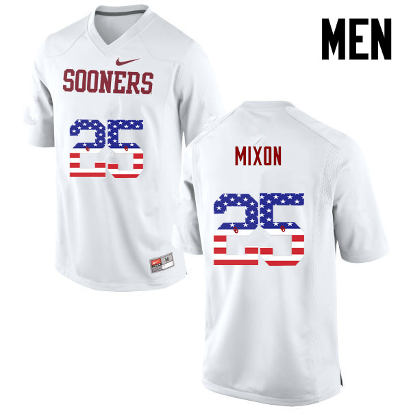 Oklahoma Sooners #25 Joe Mixon College Football USA Flag Fashion Jerseys-White